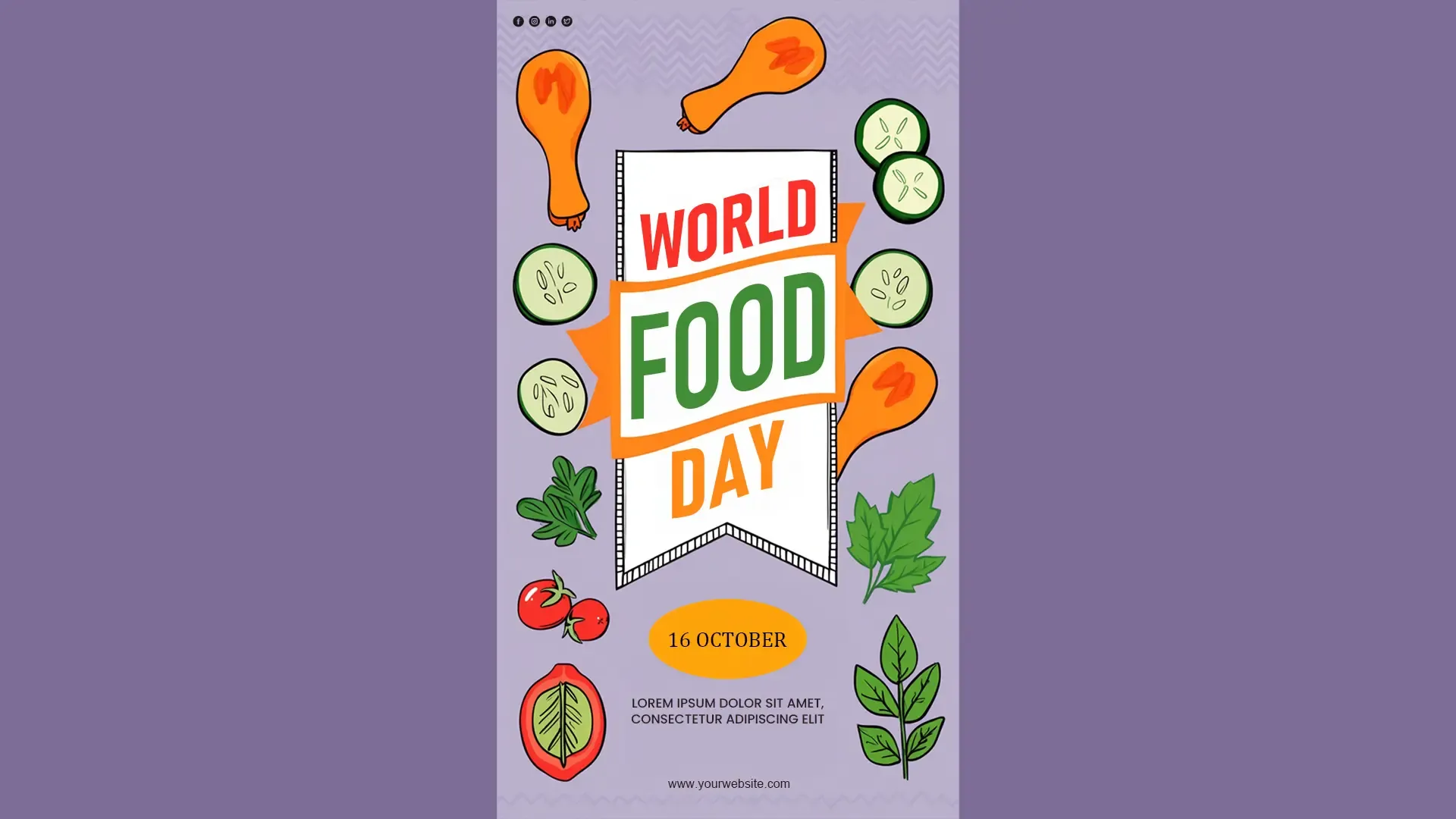 Fresh Vegetable Theme for World Food Day Instagram Story Cardc image